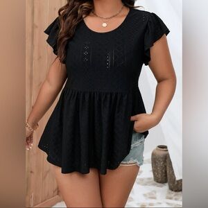 NWOT SHEIN Eyelet Peplum Tee - Size 4XL